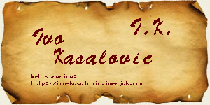 Ivo Kasalović vizit kartica